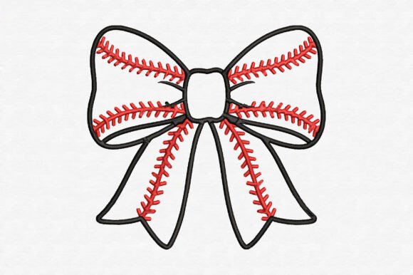 Download Baseball Ribbon Bow Embroidery Design - Ribbon bow embroidery Collection