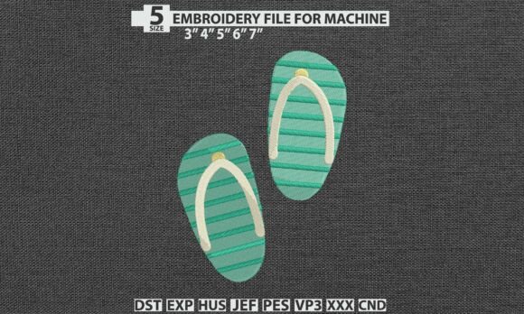 Download Beach Flip Flops DST PES Embroidery File - Embroidery file Collection