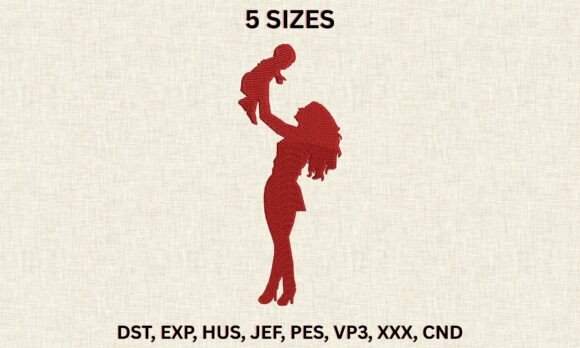 Download Mom Lifting Baby Embroidery File - Embroidery file Collection
