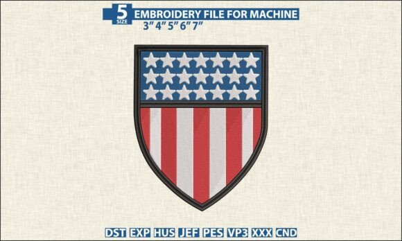 Download USA Flag Shield DST PES Embroidery File - Embroidery file Collection
