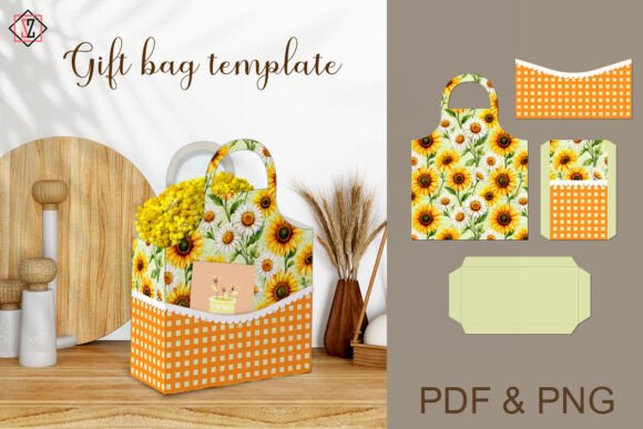 Download Gift Bag Template Apron with Sunflowers - Apron Collection