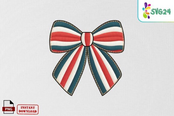 Download Patriotic Ribbon Bow Embroidery PNG - Ribbon bow embroidery Collection