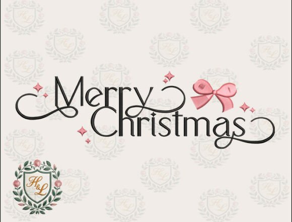 Download Pink Bow Merry Christmas Embroidery File - Embroidery file Collection