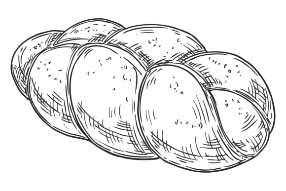 Download Braided Bun Engraving. Challah Homemade - Homemade Collection
