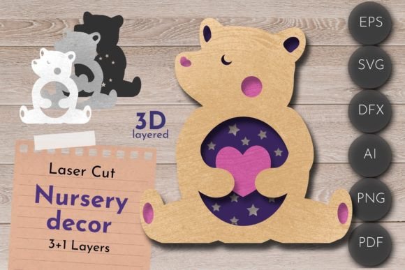 Download Nursery Decor, 3D Layered, Bear Lantern - Nursery decor Collection