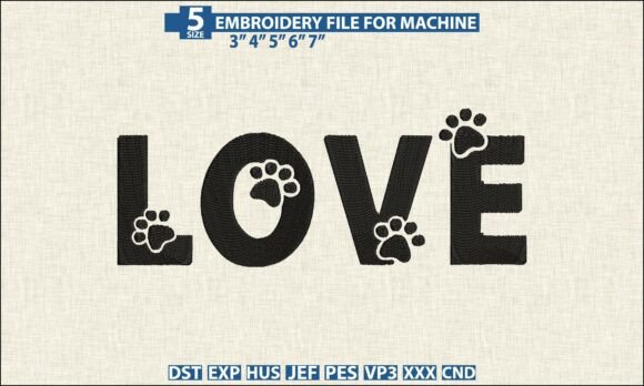 Download Love Paw Pattern DST PES Embroidery File - Embroidery file Collection