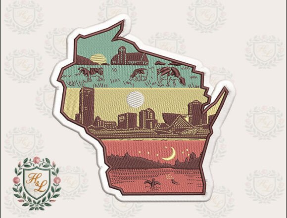 Download Wisconsin Farm Landscape Embroidery File - Embroidery file Collection
